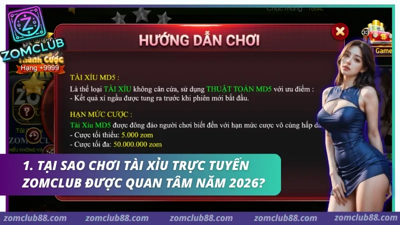 Chơi tài xỉu trực tuyến Zomclub cung cấp cơ chế mã băm MD5 hỗ trợ người chơi đối chiếu dữ liệu phiên.
