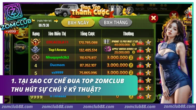Ghi nhận thực tế về tính minh bạch dữ liệu hiển thị trên bảng xếp hạng đua top Zomclub năm 2026.