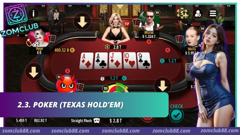 game-bai-doi-thuong-zomclub-2.webp Giao diện sắc nét mang lại trải nghiệm chân thực ngay trên thiết bị di động.