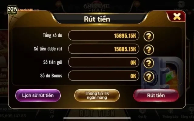 Dịch vụ rút tiền Zomclub. quy trình rút tiền nhanh zomclub tự động 2026