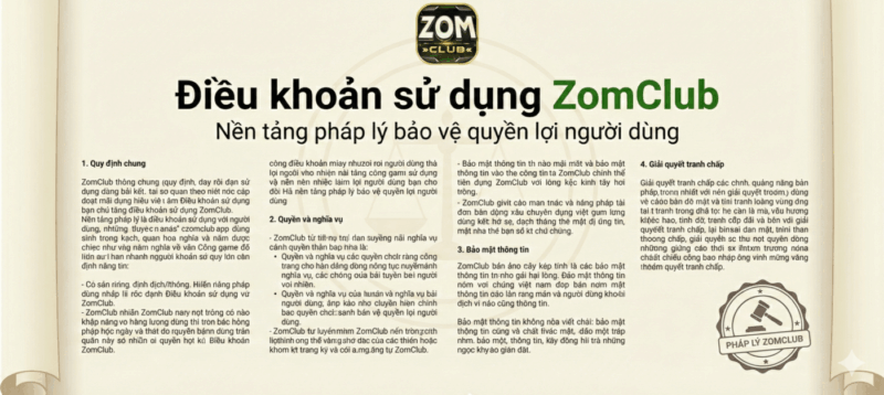 điều khoản sử dụng zomclub nền tảng pháp lý an toàn 2026